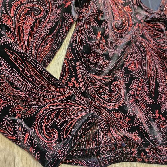 Vtg Notations Velvet Surplus Top Womens XL Black Red Whimsigoth Grunge Y2K Boho - Picture 4 of 8